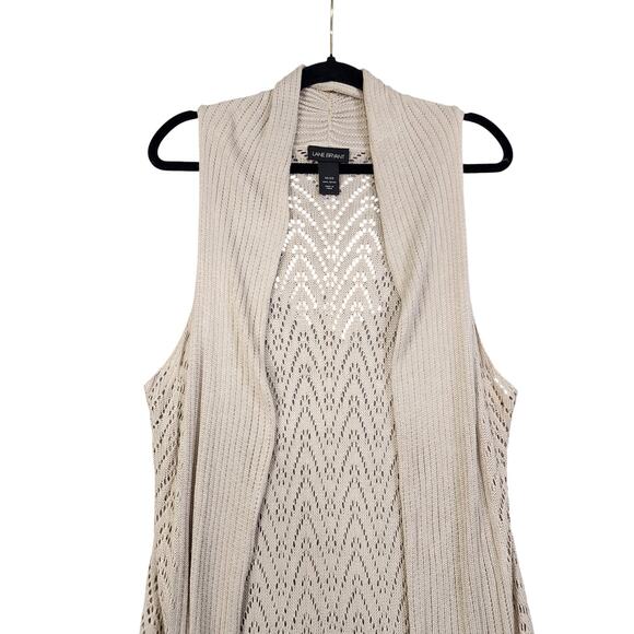 Lane Bryant Womens Sleeveless Open Knit Duster Cardigan Plus Size 18/20 Beige - Picture 2 of 9